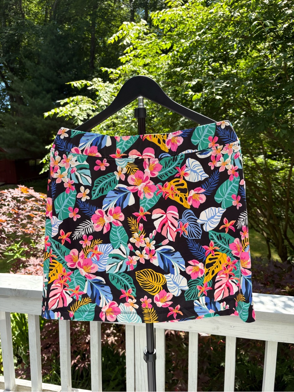 Floral Tropical Print Mini Skirt - Black/Multi